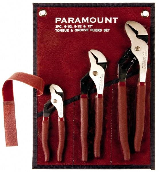 Paramount - 3 Piece Tongue & Groove Plier Set - Comes in Canvas Roll - Americas Tooling