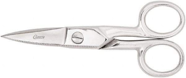 Clauss - 2" LOC, 5-1/4" OAL Chrome Plated Straight Scissors - Steel Straight Handle, For Paper, Fabric - Americas Tooling