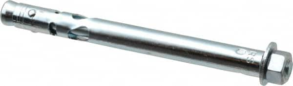 Powers Fasteners - 1/2" Diam, 1/2" Drill, 5-1/4" OAL, 1-1/4" Min Embedment Sleeve Concrete Anchor - 1018 Steel, Hex Nut Head, Hex Drive - Americas Tooling