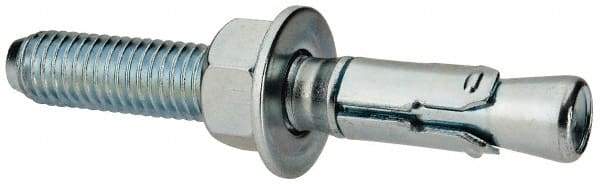 Powers Fasteners - 1/2" Diam, 1/2" Drill, 3-3/4" OAL, Wedge Expansion Concrete Anchor - 1018 Steel, Zinc-Plated Finish, Hex Nut Head, Hex Drive, 2" Thread Length - Americas Tooling