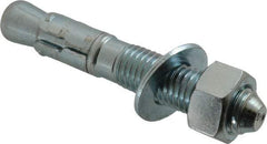 Powers Fasteners - 3/4" Diam, 3/4" Drill, 4-3/4" OAL, 1-7/8" Min Embedment Wedge Expansion Concrete Anchor - 1018 Steel, Zinc-Plated Finish, Hex Nut Head, Hex Drive, 2-1/4" Thread Length - Americas Tooling