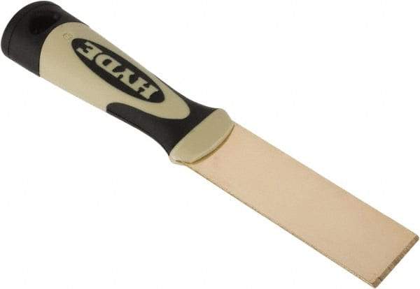 Hyde Tools - 1-1/4" Wide Brass Putty Knife - Stiff, Cushioned Grip Polypropylene Handle, 8" OAL - Americas Tooling