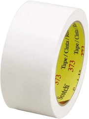 3M - 2" x 55 Yd White Rubber Adhesive Sealing Tape - Polypropylene Film Backing, 2.5 mil Thick, 60 Lb Tensile Strength, Series 373 - Americas Tooling