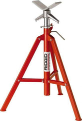 Ridgid - 1" to 12" Pipe Capacity, Portable Folding V-Head Stand - 28" to 52" High, 2,500 Lb Capacity - Americas Tooling