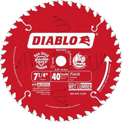 Freud - 7-1/4" Diam, 5/8" Arbor Hole Diam, 40 Tooth Wet & Dry Cut Saw Blade - Carbide-Tipped, Standard Round Arbor - Americas Tooling