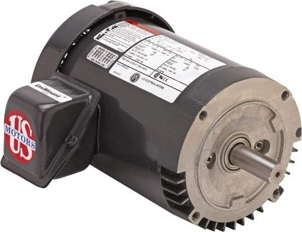 US Motors - 10 hp, TEFC Enclosure, No Thermal Protection, 1,760 RPM, 208-230/460 Volt, 60 Hz, Three Phase Premium Efficient Motor - Size 215 Frame, C-Face Mount, 1 Speed, Double Shielded Ball Bearings, 26.6-23.8/11.9 Full Load Amps, F Class Insulation - Americas Tooling