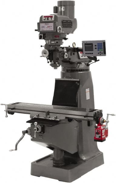 Jet - 10" Table Width x 49" Table Length, Variable Speed Pulley Control, 1 Phase Knee Milling Machine - R8 Spindle Taper - Americas Tooling