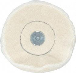 Made in USA - 4" Diam x 1/2" Thick, Loose Sewn Mounted Buffing Wheel - 40 Ply, 1/4" Shank Diam - Americas Tooling