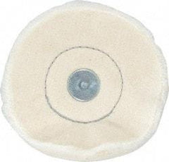 Made in USA - 4" Diam x 1/2" Thick, Loose Sewn Mounted Buffing Wheel - 40 Ply, 1/4" Shank Diam - Americas Tooling