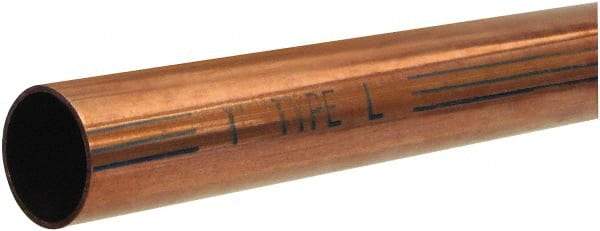 Mueller Industries - 2' Long, 7/8" OD x 3/4" ID, Grade C12200 Copper Water (L) Tube - 0.045" Wall Thickness, 0.455 Ft/Lb - Americas Tooling