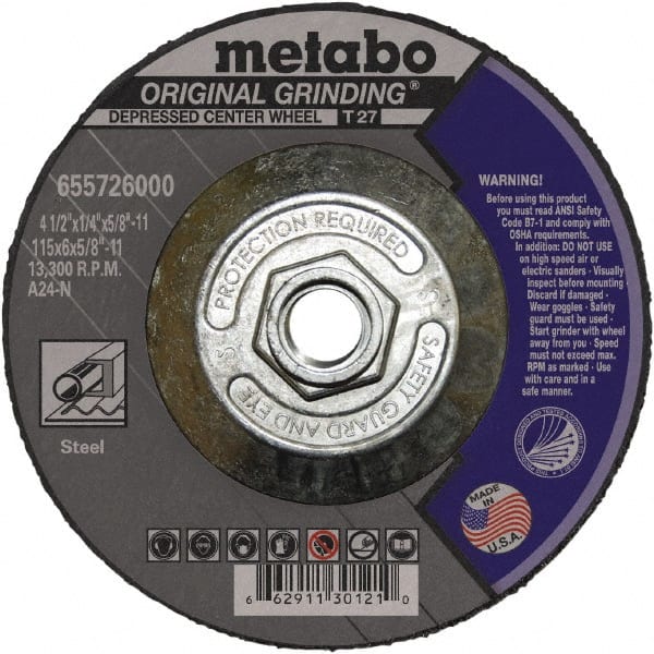 Metabo - Depressed-Center Wheels Wheel Diameter (Inch): 4 Wheel Thickness (Decimal Inch): 0.0400 - Americas Tooling