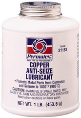 Permatex - 16 oz Bottle High Temperature Anti-Seize Lubricant - Copper, -30 to 1,800°F, Copper Colored, Water Resistant - Americas Tooling