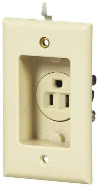 Cooper Wiring Devices - 125 VAC, 15 Amp, 5-15R NEMA Configuration, White, Specification Grade, Self Grounding Single Receptacle - 1 Phase, 2 Poles, 3 Wire, Tamper Resistant - Americas Tooling