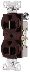 Cooper Wiring Devices - 125 VAC, 15 Amp, 5-15R NEMA Configuration, Brown, Specification Grade, Self Grounding Duplex Receptacle - 1 Phase, 2 Poles, 3 Wire, Flush Mount, Tamper Resistant - Americas Tooling