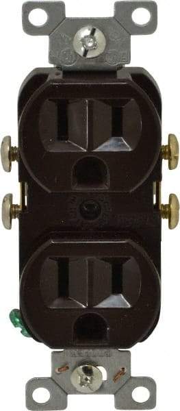 Cooper Wiring Devices - 125 VAC, 15 Amp, 5-15R NEMA Configuration, Brown, Specification Grade, Self Grounding Duplex Receptacle - 1 Phase, 2 Poles, 3 Wire, Flush Mount, Tamper Resistant - Americas Tooling