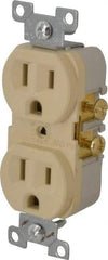 Cooper Wiring Devices - 125 VAC, 15 Amp, 5-15R NEMA Configuration, Ivory, Specification Grade, Self Grounding Duplex Receptacle - 1 Phase, 2 Poles, 3 Wire, Flush Mount, Tamper Resistant - Americas Tooling