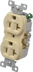 Cooper Wiring Devices - 125 VAC, 20 Amp, 5-20R NEMA Configuration, Ivory, Specification Grade, Self Grounding Duplex Receptacle - 1 Phase, 2 Poles, 3 Wire, Flush Mount, Tamper Resistant - Americas Tooling