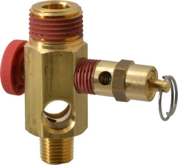 Midwest Control - 1/2" MNPT 150 psi Compressor Tank Manifold - For Use with Portable Air Tank, 1.88" Diam x 2.49" High - Americas Tooling