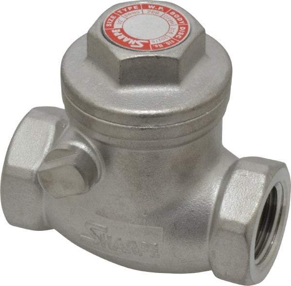 Sharpe Valves - 1/2" Stainless Steel Check Valve - FNPT x FNPT, 200 WOG - Americas Tooling