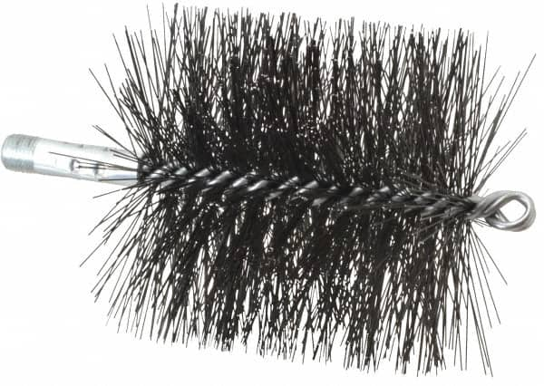 Schaefer Brush - 4-1/2" Brush Length, 4-1/2" Diam, Double Stem, Double Spiral Tube Brush - 7-1/2" Long, Tempered Steel Wire, 1/4" NPT Male Connection - Americas Tooling