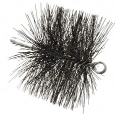 Schaefer Brush - 4-1/2" Brush Length, 7" Diam, Double Stem, Double Spiral Tube Brush - 7-1/2" Long, Tempered Steel Wire, 1/4" NPT Male Connection - Americas Tooling