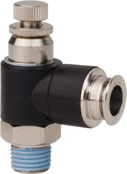 PRO-SOURCE - 1/4" Male NPT x 3/8" Tube OD Compact Banjo Valve - 0 to 113.76 psi & Techno Polymer, Brass, Steel Material - Americas Tooling