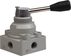 Value Collection - 3/8" NPT Manual Mechanical Valve - 4-Way, 2 Position with L Cock Device, 0.976 CV Rate & 127.98 Max psi - Americas Tooling