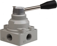 Value Collection - 1/2" NPT Manual Mechanical Valve - 4-Way, 3 Position with L Cock Device, 0.976 CV Rate & 127.98 Max psi - Americas Tooling