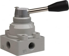 Value Collection - 3/8" NPT Manual Mechanical Valve - 4-Way, 3 Position with L Cock Device, 0.976 CV Rate & 127.98 Max psi - Americas Tooling