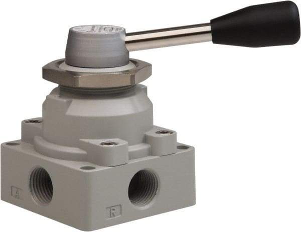 Value Collection - 1/2" NPT Manual Mechanical Valve - 4-Way, 3 Position with I Panel Nut, 0.976 CV Rate & 127.98 Max psi - Americas Tooling