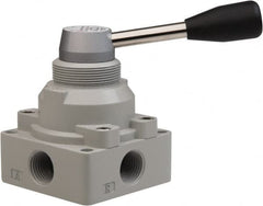 PRO-SOURCE - 1/2" NPT Manual Mechanical Valve - 4-Way, 3 Position, Lever, 0.98 CV Rate & 127.98 Max psi - Americas Tooling