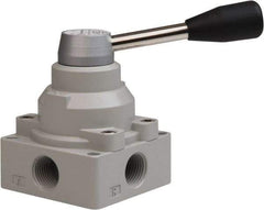 PRO-SOURCE - 1/2" NPT Manual Mechanical Valve - 4-Way, 2 Position, Lever, 0.98 CV Rate & 127.98 Max psi - Americas Tooling