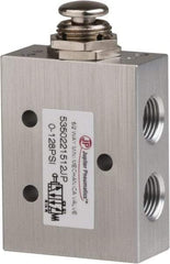 PRO-SOURCE - 1/8" NPT 5-Way, 2 Position Mini Mechanical Valve - 0.34 CV Rate, 9 CFM, 127.98 Max psi, Palm Button/Spring Actuator - Americas Tooling