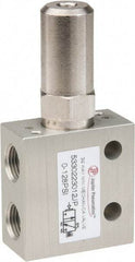 PRO-SOURCE - 1/8" NPT 3 Way, 2 Position Mini Mechanical Valve - 0.298 CV Rate, 7 CFM, 127.98 Max psi, Air Pilot/Spring Actuator - Americas Tooling