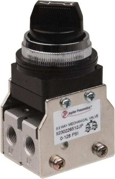 Value Collection - 1/8" NPT Mechanically Operated Air Valve - 3 Way, 2 Position, Two Stack Selector/Manual, 0.76 CV Rate & 127.98 Max psi - Americas Tooling