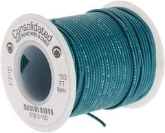 Made in USA - 22 AWG, 7 Strand, 100' OAL, Tinned Copper Hook Up Wire - Green PVC Jacket, 0.062" Diam - Americas Tooling