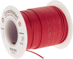 Made in USA - 26 AWG, 7 Strand, 100' OAL, Tinned Copper Hook Up Wire - Red PVC Jacket, 0.051" Diam - Americas Tooling