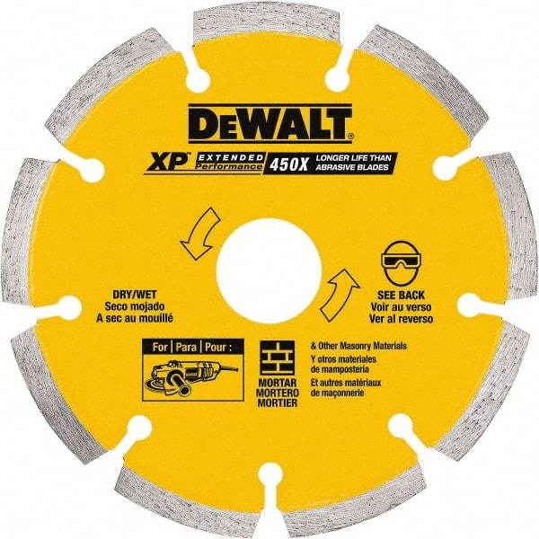 DeWALT - 5" Diam, 7/8" Arbor Hole Diam, Wet & Dry Cut Saw Blade - Diamond-Tipped, Standard Round Arbor - Americas Tooling