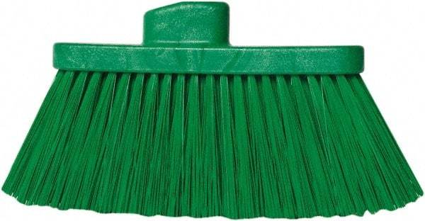 PRO-SOURCE - 10" Wide, Green Polypropylene Bristles, Angled Broom - Threaded Handle, 10 Inch Wide Broom, Green Bristles, Handle Sold Separately - Americas Tooling