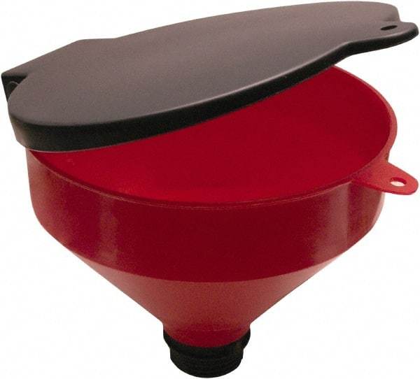 Funnel King - 8" High x 9-1/8" Diam, Polypropylene, Manual Closing Drum Funnel with Lockable Lid - 55 Gal Drum/Pail Capacity - Americas Tooling