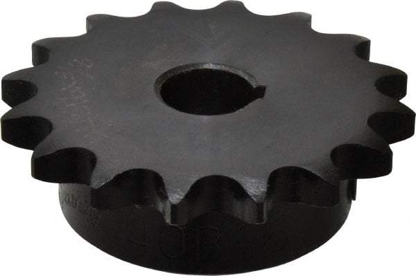 Browning - 16 Teeth, 1/2" Chain Pitch, Chain Size 40, Finished Bore Sprocket - 5/8" Bore Diam, 2-9/16" Pitch Diam, 2.8" Outside Diam - Americas Tooling