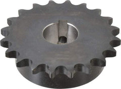 Browning - 20 Teeth, 1/2" Chain Pitch, Chain Size 40, Finished Bore Sprocket - 1" Bore Diam, 3.196" Pitch Diam, 3.45" Outside Diam - Americas Tooling