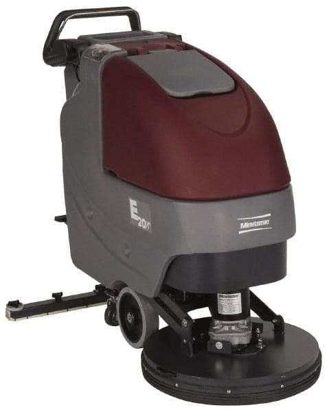 Minuteman - 20" Cleaning Width, Battery Powered Floor Scrubber - 0.75 (Brush) & 0.75 (Vacuum) hp, 180 RPM, 45" Water Lift, 12 Gal Tank Capacity, Series E20 - Americas Tooling