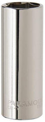 Paramount - 11/16", 3/8" Drive, Deep Hand Socket - 6 Points, 2-1/2" OAL, Steel, Chrome Finish - Americas Tooling