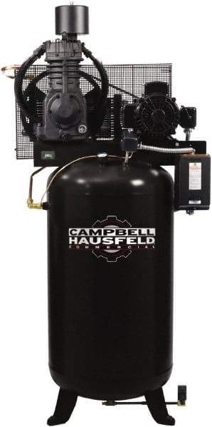 Campbell Hausfeld - 7.5 hp, 80 Gal Stationary Electric Vertical Air Compressor - Three Phase, 175 Max psi, 24.3 CFM, 208-230/460 Volt - Americas Tooling