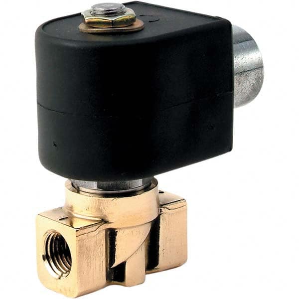 Parker - 24/60 VAC 1/4" NPT Port Brass Two-Way Direct Acting Solenoid Valve - Americas Tooling