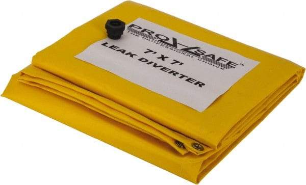 PRO-SAFE - Tarp-Shaped Heavy Duty Roof Leak Diverter - 7' Long x 7' Wide x 18 mil Thick, Yellow - Americas Tooling