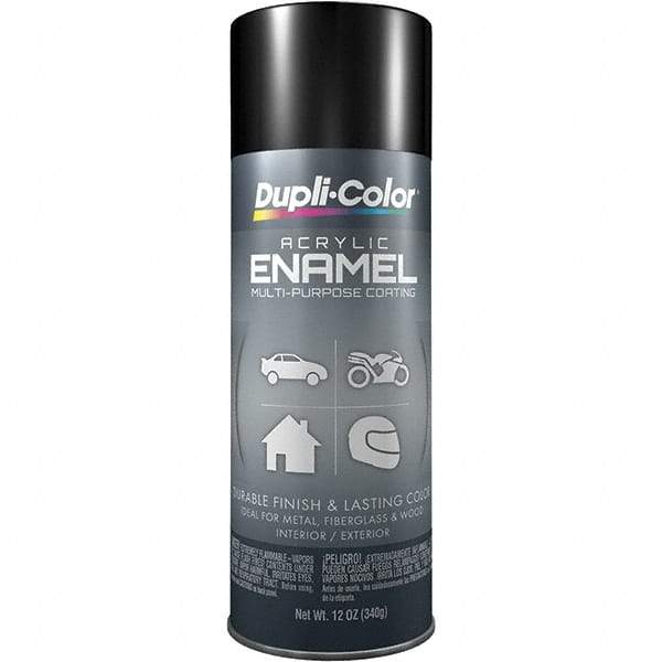 Dupli-Color - Black, Gloss, Acrylic Enamel Spray Paint - 12 to 14 Sq Ft per Can, 12 oz Container - Americas Tooling