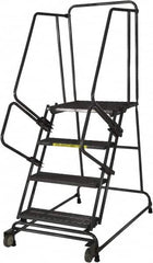 Ballymore - 50" 5 Step Ladder - Rolling Safety Ladder, 450 Lb Capacity, 50" Platform Height, 30" Base Width x 52" Base Depth, Perforated Tread - Americas Tooling