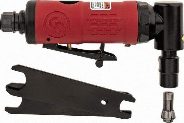 Chicago Pneumatic - 1/4" Collet, Angle Handle, Angle Air Die Grinder - 22,000 RPM, Rear Exhaust, 8.69 CFM, 0.28 hp, 6.21 bar, 1/4" Inlet - Americas Tooling